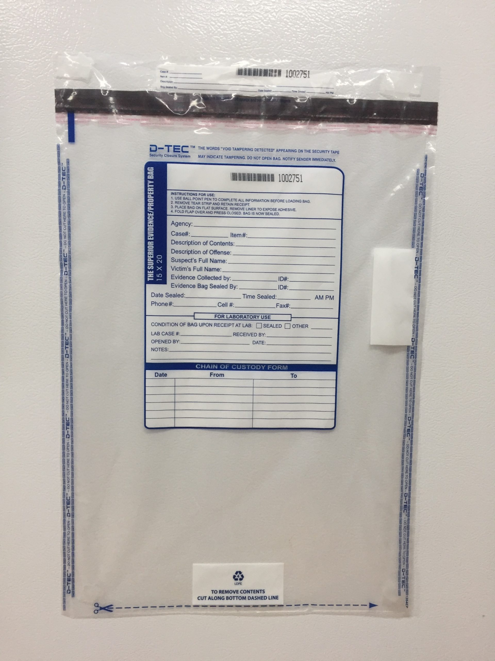 15x20 Clear Evidence/Property - Superior Bag